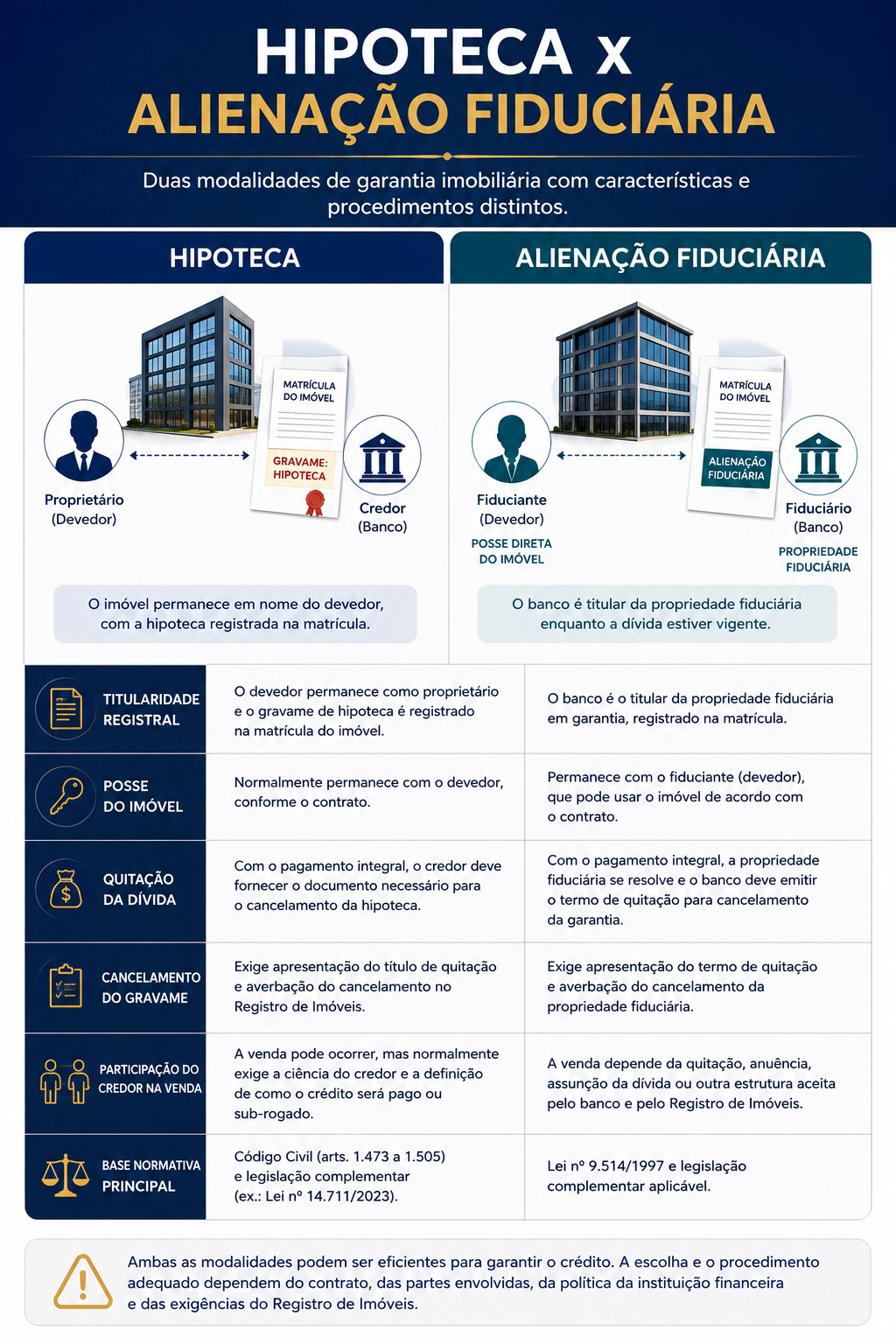 Diferenças entre hipoteca e alienação fiduciária de imóvel