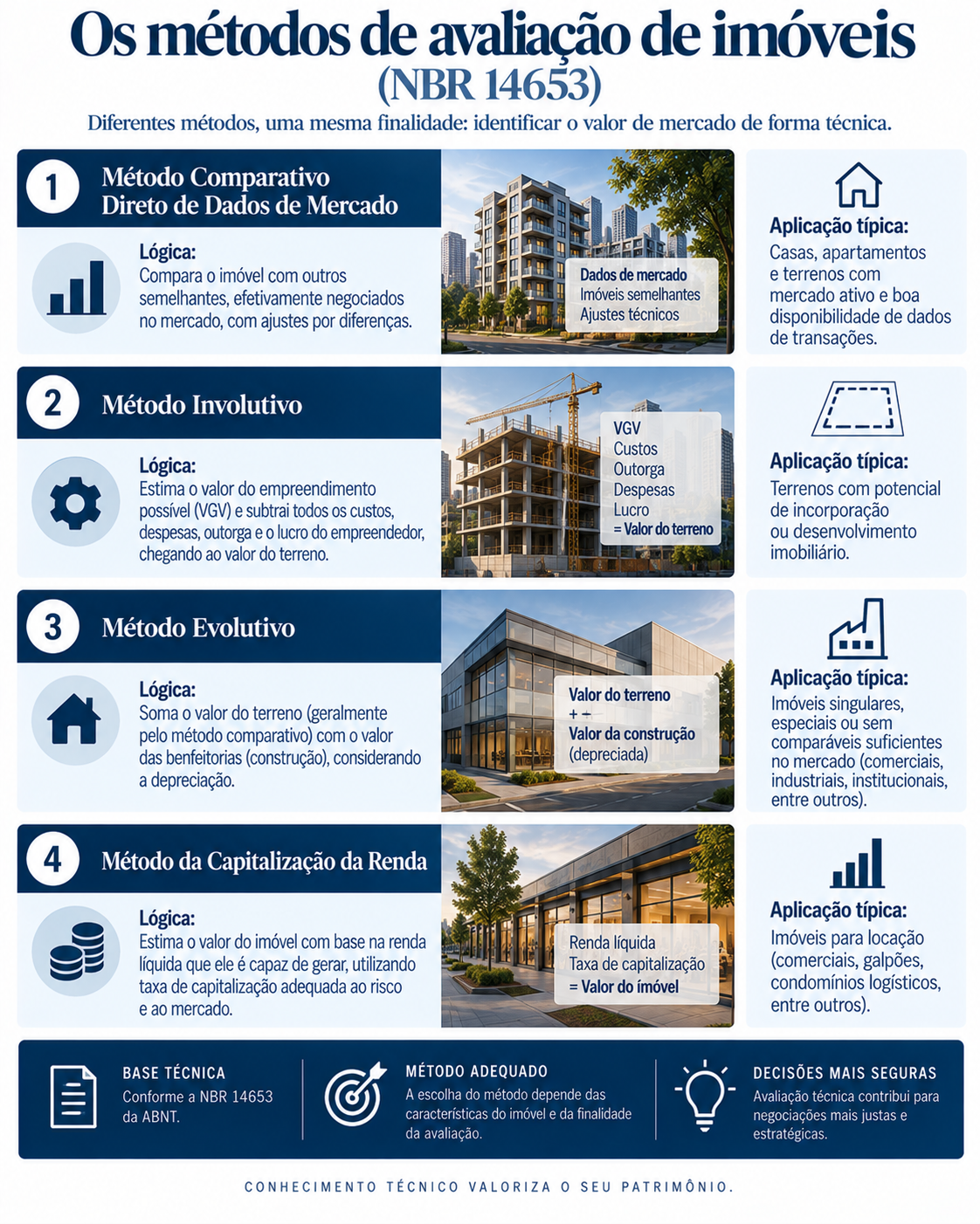 Métodos de avaliação de imóveis: comparativo, involutivo, evolutivo e da renda